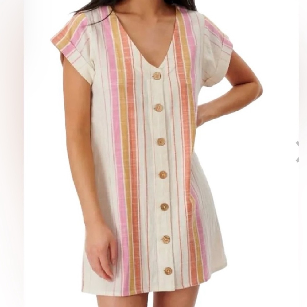 RIPCURL STRIPED LINEN SUNDRESS